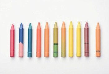 colored crayons lined up side by side, ad shot