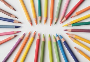 Fototapeta premium colored crayons lined up side by side, ad shot