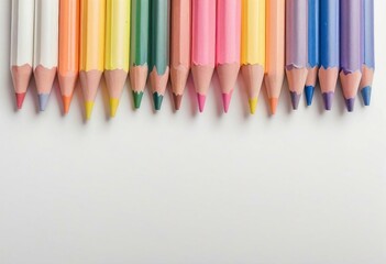 colored crayons lined up side by side, ad shot