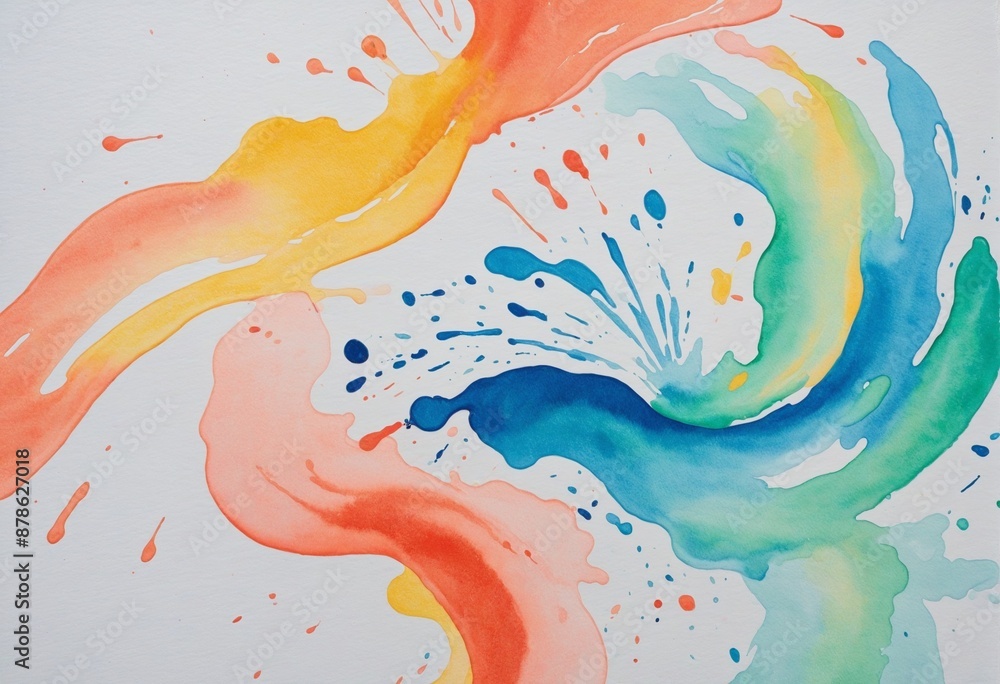Poster vibrantly colored watercolor patterns complementing an abstract illustration