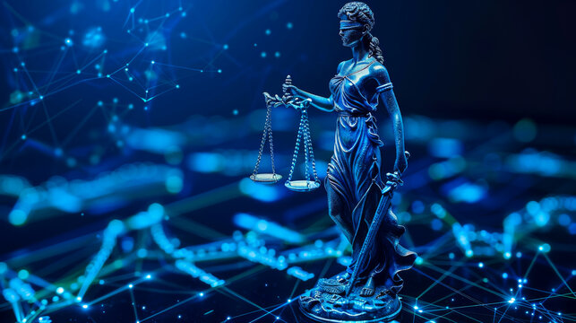 Modern Law Firm with AI Case Management. Legal professional using AI-powered case management system in a modern law firm, showcasing the integration of advanced technology in legal practices.