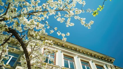 Building on a sunny spring day