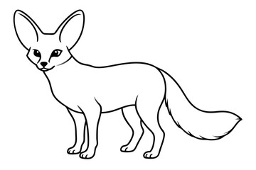 A fennec fox vector art line illustration with a great level of detail