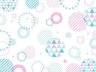夏　水色とピンクのポップ な幾何学模様の背景