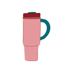 tumbler thermos cup cartoon. mug travel, tea hand, thermal water tumbler thermos cup sign. isolated symbol vector illustration