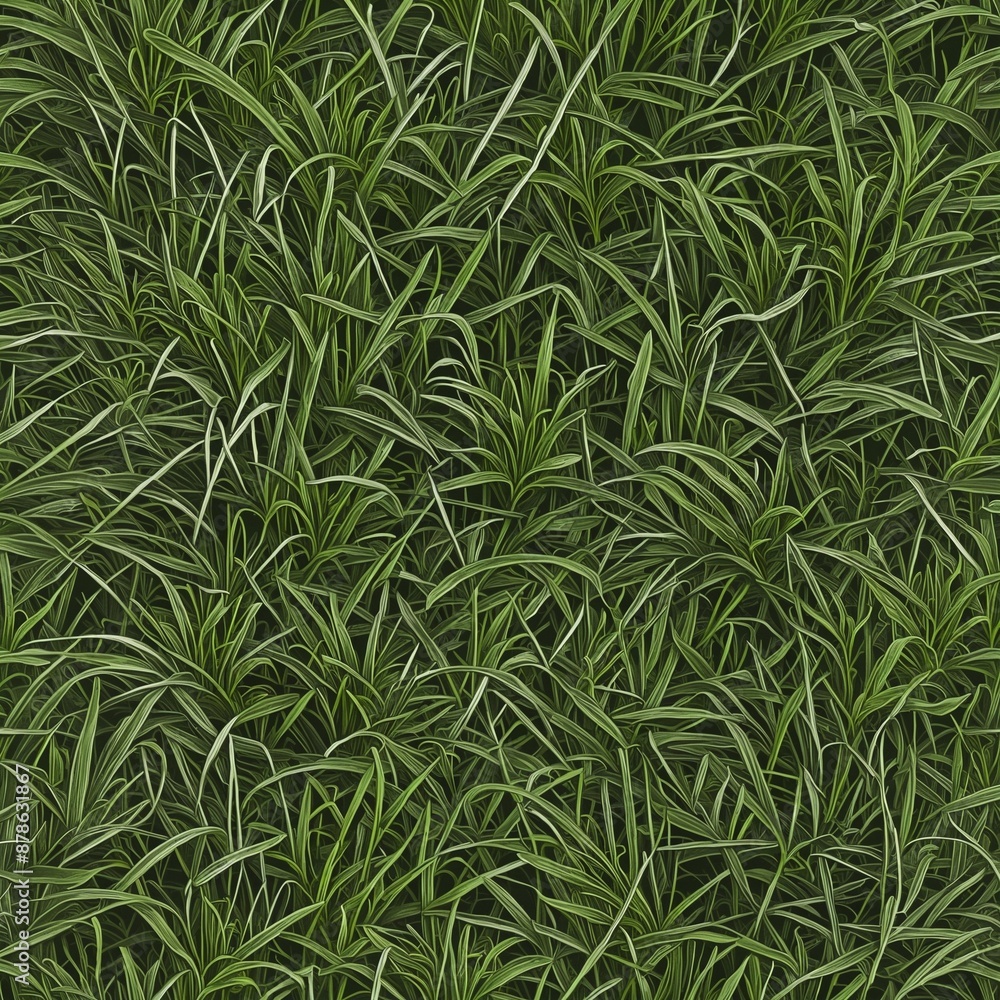 Poster 3d rendering of lush meadow foliage in a natural setting