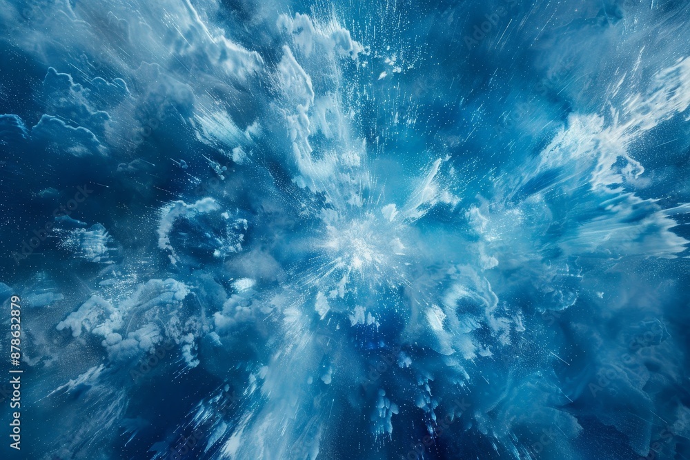 Poster seamless blend of blue and white in an abstract background with cloud-like formations, blend differe