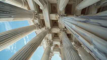 Obraz premium Majestic Architectural Columns with Blue Sky