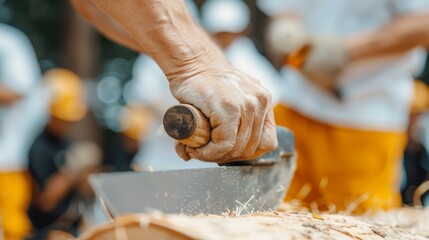 Traditional methods, tree cutting in community activities and local festivals, focus cover all object