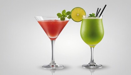 Fototapeta premium Summer Soiree: Fruity Cocktails for Vibrant Happy Hours in a Social Setting