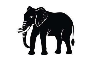 Minimalist Wildlife Elephant Silhouette Art - Vector Illustration Design.