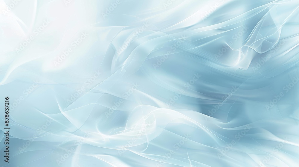 Poster a calming light blue background with flowing waves, creating a serene atmosphere, ideal for artistic