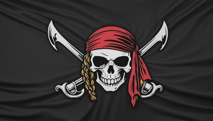 Sinister pirate insignia cut-out in worn black flag design