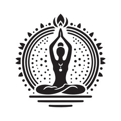 Yoga meditation silhouette vector illustration on white background