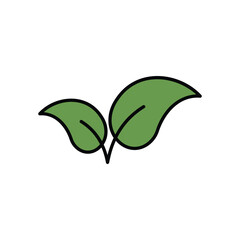 leaf color line icon with white background vector stock illustration