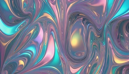 Fototapeta premium Ethereal 3D liquid holographic wallpaper in vibrant shades of pink, blue, and purple