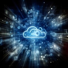 Fototapeta premium abstract, digital artwork conceptualizing cloud computing security, ideal as tech background