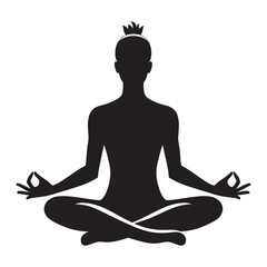 Yoga meditation silhouette vector illustration on white background