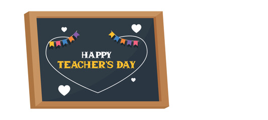 happy teachers day vector illustration with school equipment for poster, brochure, banner and greeting card