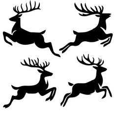 Deer Leaping silhouette isolated on white background