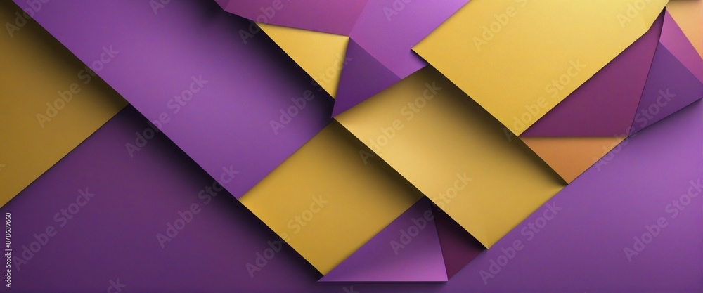Aufkleber metallic geometric paper pattern with abstract triangular shapes on a yellow and purple background f