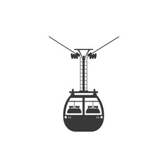 minimalist logo or symbol aerial tramway black color only