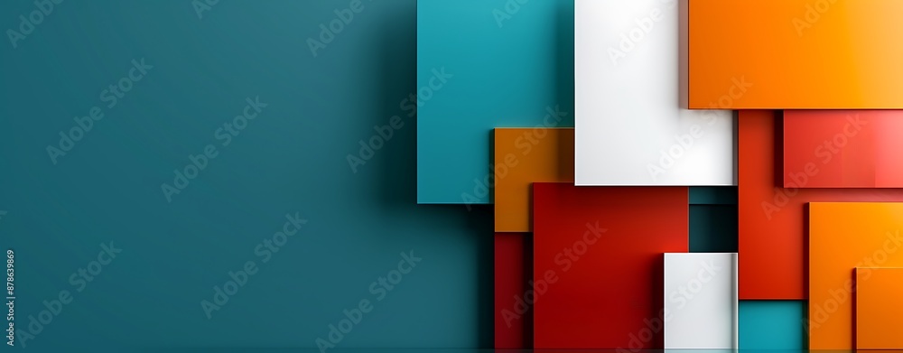 Poster design an abstract image with bright, contrasting colors and clean, geometric shapes, based on the e