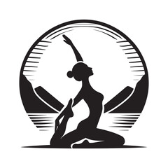 Yoga meditation silhouette vector illustration on white background