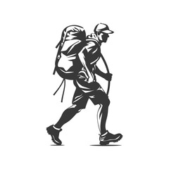 Fototapeta premium minimalist logo or symbol backpacker man black color only
