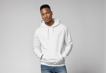 Blank cotton hoodie template for teenage girl with plain design, perfect for apparel branding and textile printing