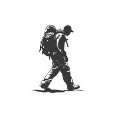 Fototapeta premium minimalist logo or symbol backpacker man black color only