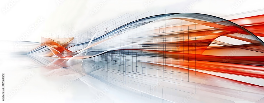 Poster design an image with a futuristic architectural style, using bright, vibrant colors and smooth, geom