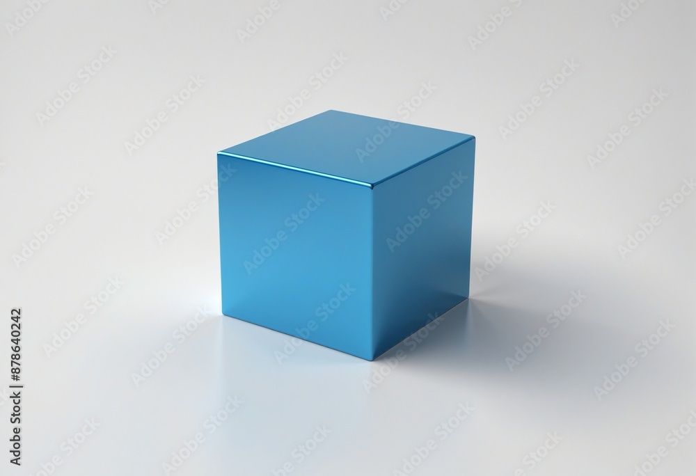 Aufkleber simplistic geometric design in shades of blue with a three-dimensional cube shape