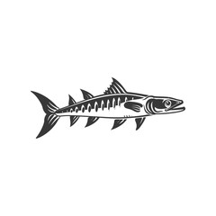 Naklejka premium minimalist logo or symbol barracuda fish animal black color only