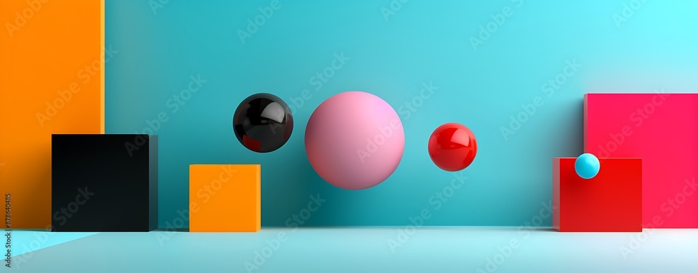Poster design an abstract image with bright, contrasting colors and clean, geometric shapes, based on the e