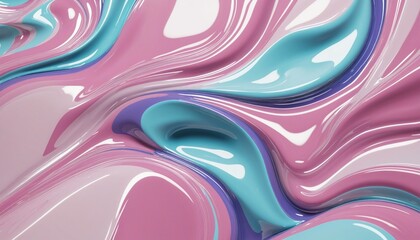 Vibrant three-dimensional holographic design illustration with abstract fluid shapes and high-colored gradient colors