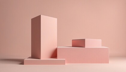 Modern geometric cube pedestal for luxury cosmetic product presentation in a three-dimensional rendering