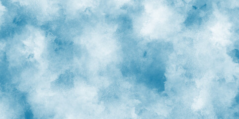 blue watercolor splash stroke of cloudy sky background, Pastel sky blue paper texture pattern background, soft cloudy sky blue watercolor background with soft tiny fogg or clouds.