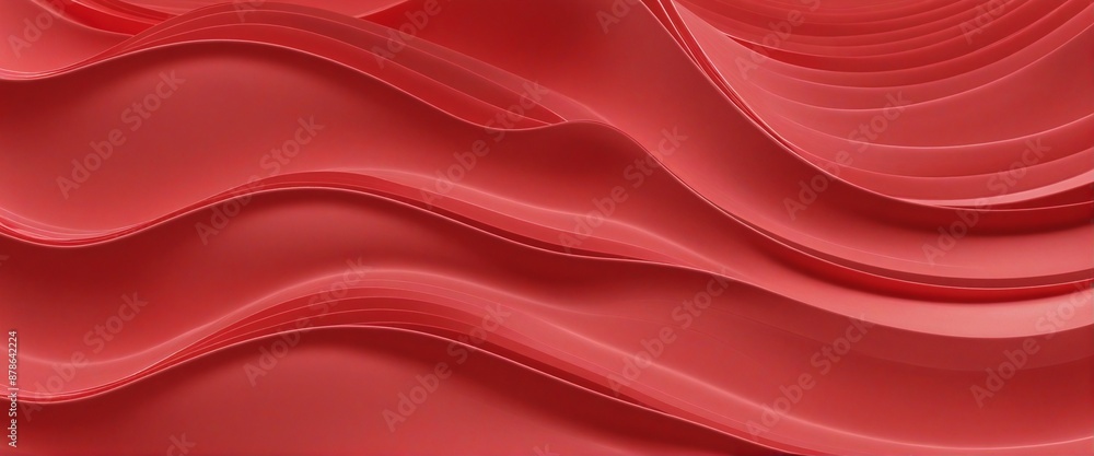 Poster vibrant red 3d wave design: an intricate space pattern background