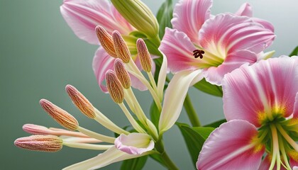 Fototapeta premium Exploring the Intricate Details of a Lily's Stamen in Botanical Gardens