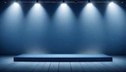 Blue product presentation background with lights