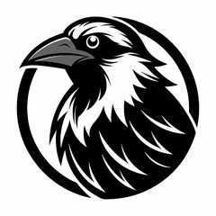 black and white crow head illustration