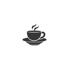 Obraz premium Simple Monochrome Coffee Cup and Saucer Icon