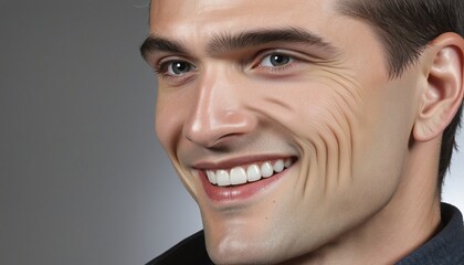 Fototapeta premium 30s man with a gentle smile and refreshing presence, leaving copy space for designs