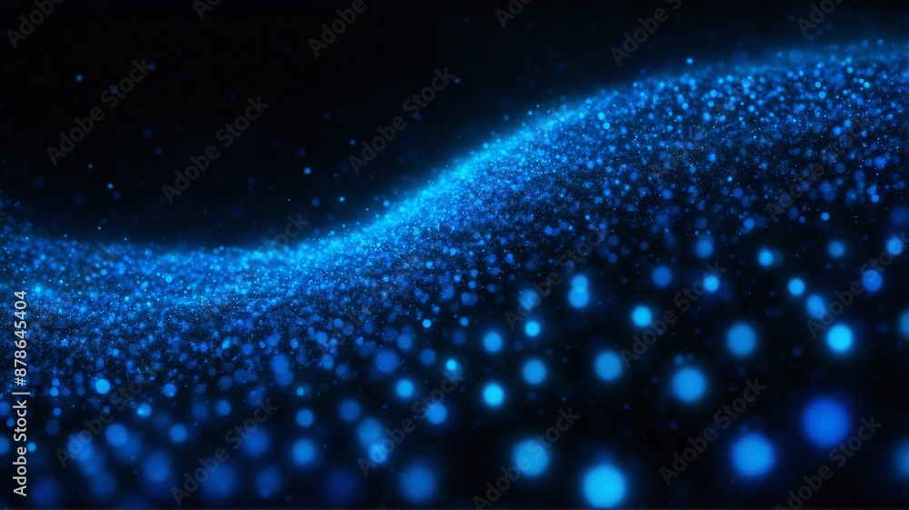 Poster a mesmerizing abstract artwork depicting a luminous datastream flowing across a digital landscape. g