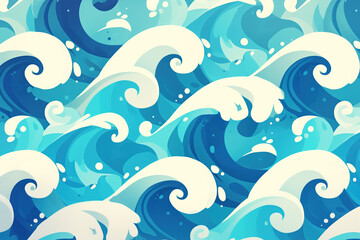 Background with turquoise waves. Seamless pattern.