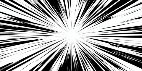 Dynamic Black and White Abstract Burst Design with Energetic Radial Lines