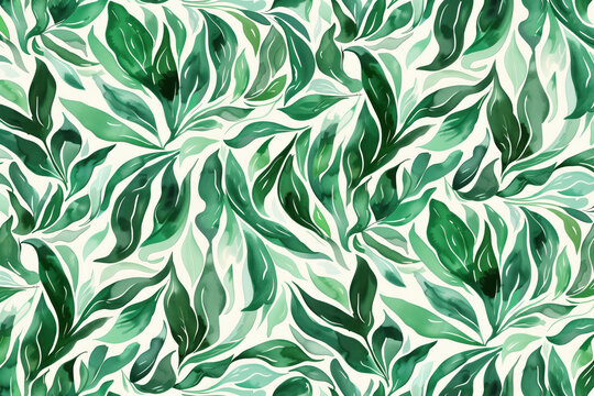 Bright green leafy design in seamless pattern