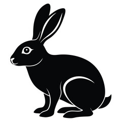 Hare silhouette set. Vector illustration black and white