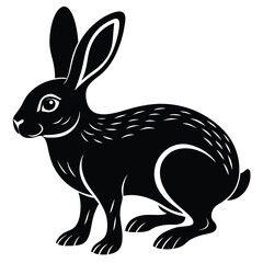 Hare silhouette set. Vector illustration black and white